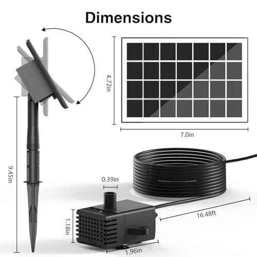 Solar Fountain Works in Cloudy Day with 2000mAH Battery Backup