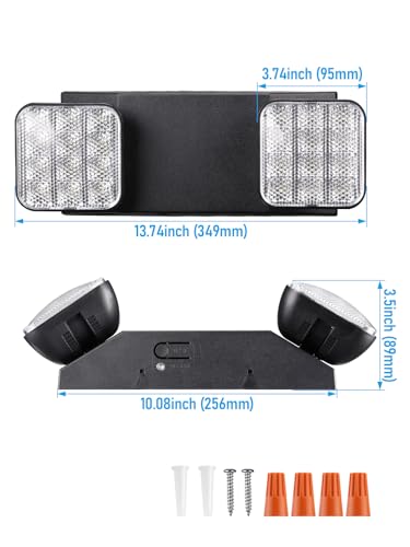 4 Pack LED Emergency Lights with Battery Backup UL Listed Black (4 Count)