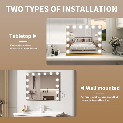 Vanity Mirror with Lights 19.7''x16.6'' Makeup Mirror with Lights Lighted Up Mirror with Dimmable LED Bulbs