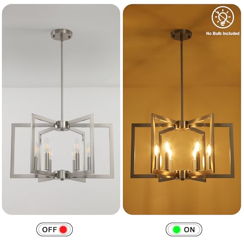 6 Light Modern Farmhouse Brushed Nickel Chandelier