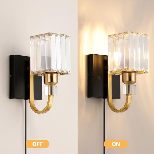 Modern Crystal Wall Sconce with Plug