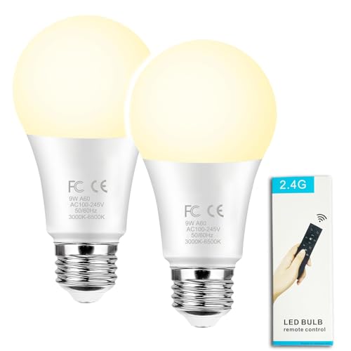 9W A60 LED Smart Light Bulbs with a 2.4GHz Remote Control (2 Count)