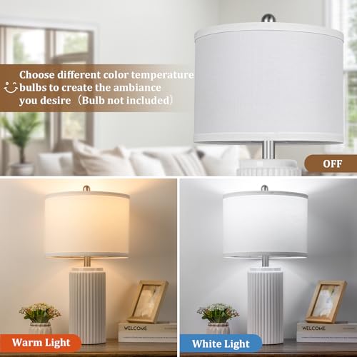 23.5" White Ceramic Table Lamps Set of 2 (2 Count)
