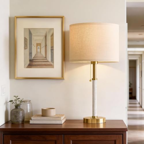 Wood Table Lamps 22" Mid Century Modern Lamps for Bedroom Living Room Lamps (2 Count)