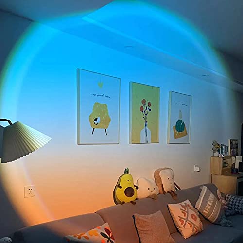 Sunset Lamp Projection Rotation Rainbow Projection Lamp Led Romantic Visual Led Light Network Red Light with USB Modern Floor Stand Night Light Living Room Bedroom Décor