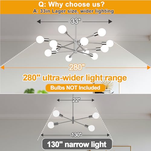 11" 52" Height Adjustable Modern Chandelier Ceiling Light Fixture