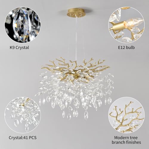 18" Gold Crystal Chandelier 6