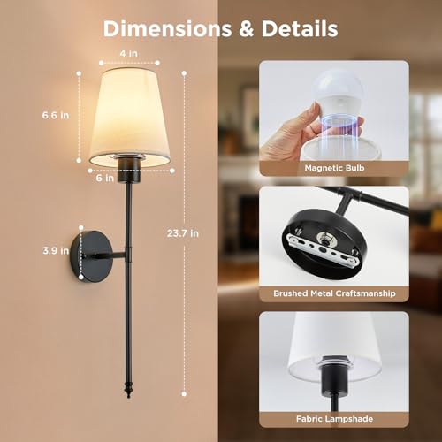 Battery Operated Wall Sconces Set of 2 (2 Count)