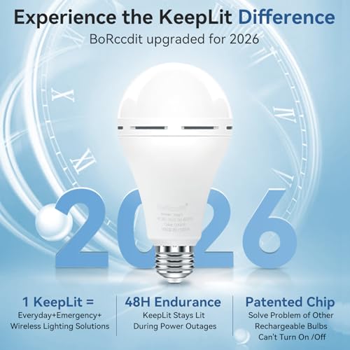 KeepLit 6PK Emergency Rechargeable Light Bulbs (6 Count)