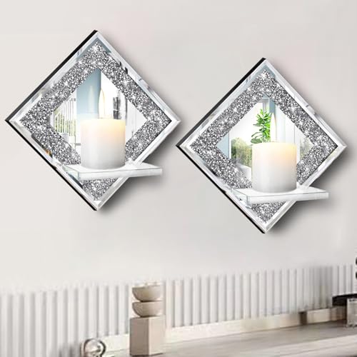 Crystal Crush Diamond Wall Candle Holder Set of 2 (2 Count)