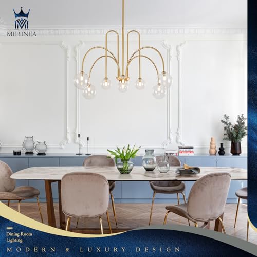 Gold Sputnik Chandelier with Clear Glass Globe 8 Lights L41 Inch
