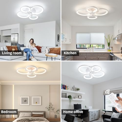 Modern LED Ceiling Lights Fixture Dimmable Flush Mount White Acrylic 4