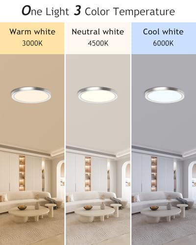 1PACK Flush Mount LED Ceiling Light Fixture Brushed Nickel