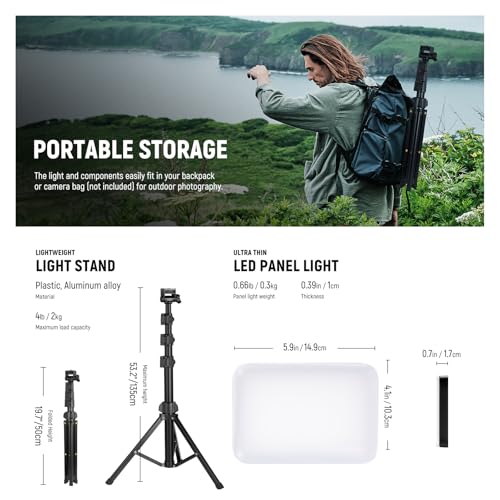 Basics 2 Pack LED Video Light Panel Lighting Kit (8 Count)