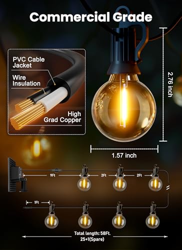 58FT 26 LED Solar String Lights Outdoor (58 Foot)