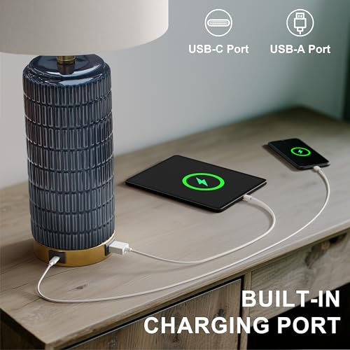 Touch Bedside Table Lamps with USB Ports for Bedroom