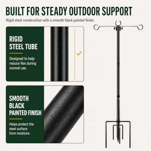 6 Pack Outdoor String Light Poles 10 ft with Detachable Side Crossbars