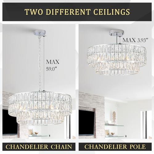 Chrome Crystal Chandelier 24" 8