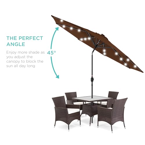 10ft Solar Polyester LED Lighted Patio Umbrella w (10 Feet)