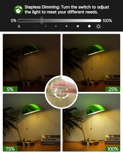 Stepless Dimmable Green Glass Bankers Desk Lamp
