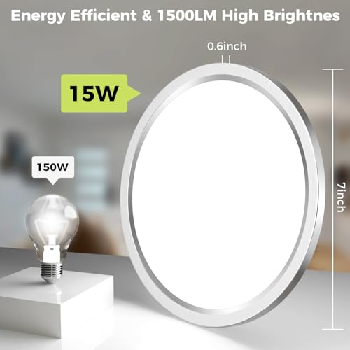 2Pack LED Flush Mount Ceiling Light Fixture Brushed Nickel (2 Count)