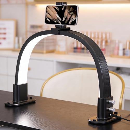 Half Moon Nail Lamp for Desk Portable Nail Desk Lamp with Phone Holder
