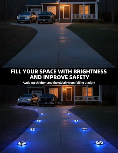 Solar Driveway & Deck Lights 12 Pack Dock Marine Ground LED Lights (12 Count)