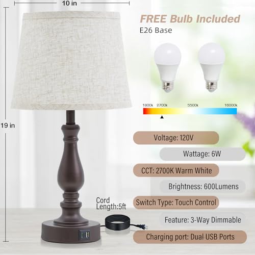 Table Lamps for Bedrooms Set of 2 (2 Count)