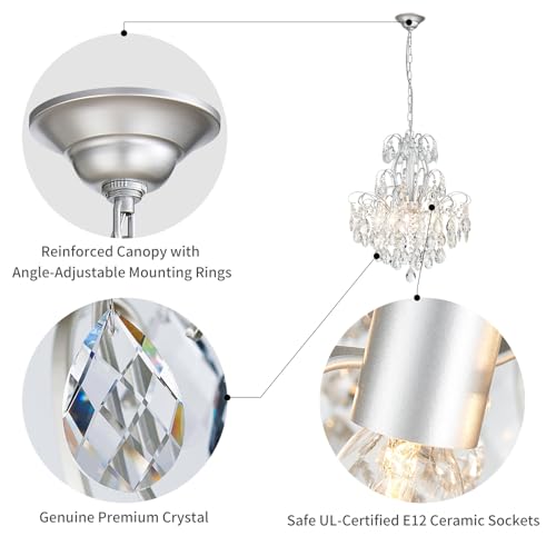 5 Light Crystal Candle Chandelier Pendant Ceiling Modern Lighting Fixture for Bedroom Hallway Bar Kitchen Bathroom