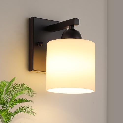 Matte Black Milk Glass Wall Sconces