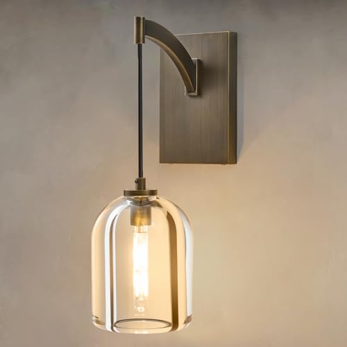Crystal Brass Hemisphere Wall Sconce