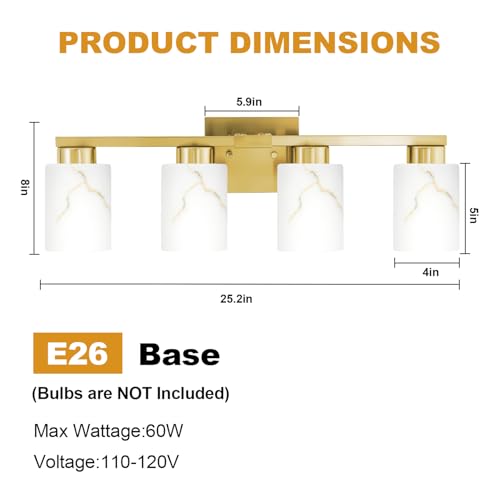 4 Light Bathroom Light Fixtures (4 Count)