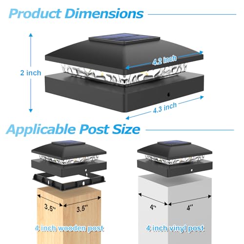 24 Pack Black Solar Post Cap Lights Fit 4x4 Fence Deck Post (24 Count)