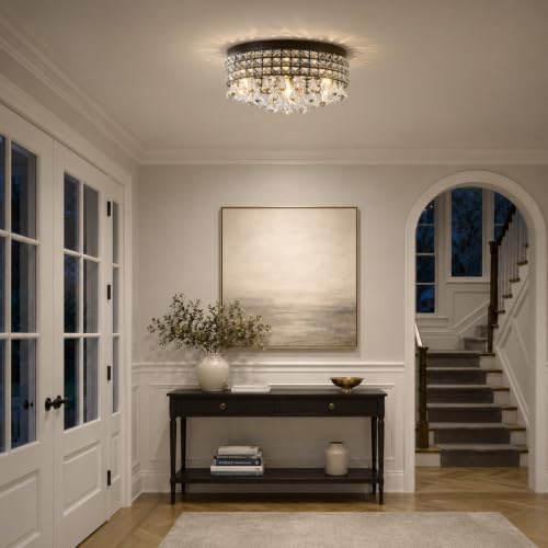 Small Crystal Flush Ceiling Light (Classic Black)