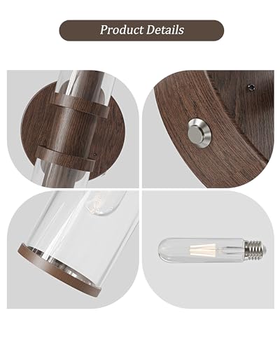 Walnut Wireless Battery Operated Wall Sconces with Remote Control