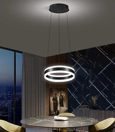 D7.8'' Modern Ring Chandelier for Dining Room LED Dimmable Pendant Lighting High Ceiling Chandelier for Living Room Foyer Bedroom Entryway 3000K