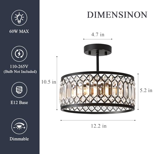 Crystal Black Ceiling Light