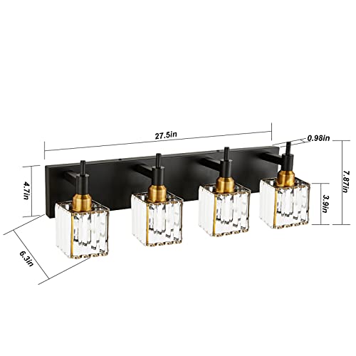 Gold Black Crystal Bathroom Lighting Fixtures
