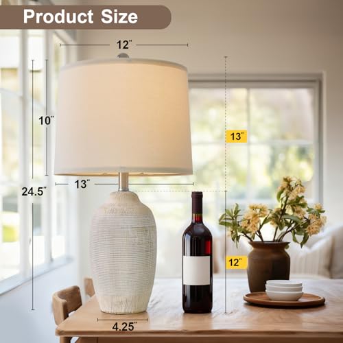 24 inch Vintage Ceramic Table Lamp with 5FT Cord