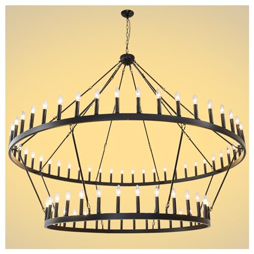 2 Tier Black Large Wagon Wheel Chandelier