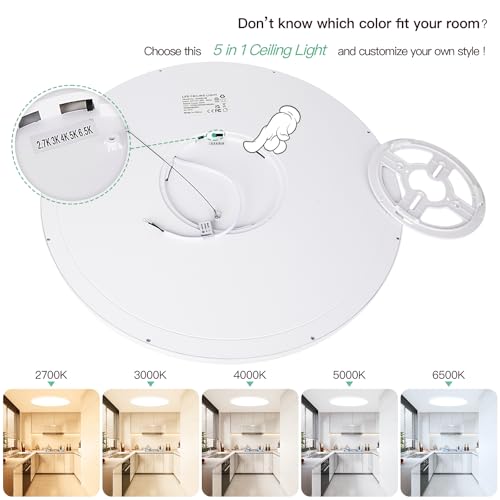 19 Inch Dimmable Large Flush Mount Ceiling Light Fixture