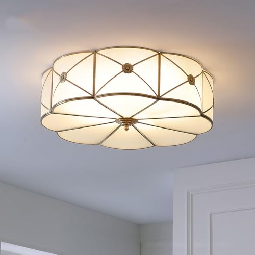 24 in Brass Flush Mount Ceiling Light for Living Room Bedroom