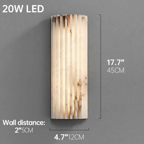 17.7in Natural Alabaster Wall Sconce Semicircle Marble Wall Light Hardwired