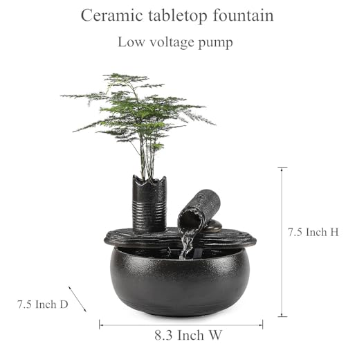 Ceramic Tabletop Fountain Water Feature Fall Indoor and Outdoor Decoration