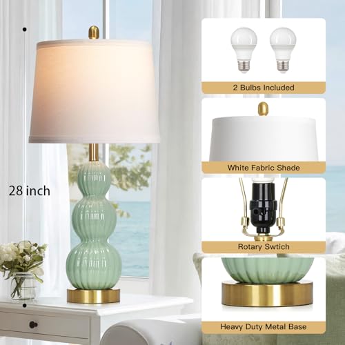 28" Sage Green Table Lamps Set of 2 for Living Room (2 Count)