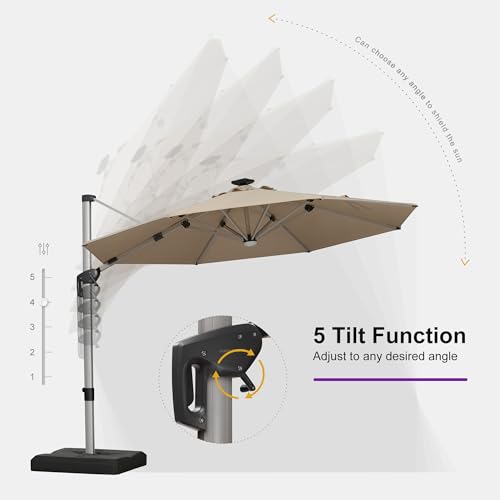 Patio Umbrella with Base Included 10ft Solar LED Light