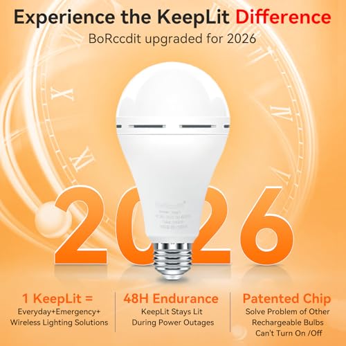 KeepLit 10PK Emergency Rechargeable Light Bulbs (10 Count)