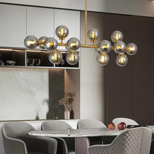 Modern Gold Chandelier Rectangle Pendant Light Sputnik Chandeliers Hanging Light Fixture 16