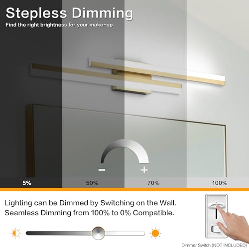 32 Inch LED Bathroom Light Fixtures Over Mirror Brushed Gold Vanity Light Modern Bath Lighting Bar 5CCT