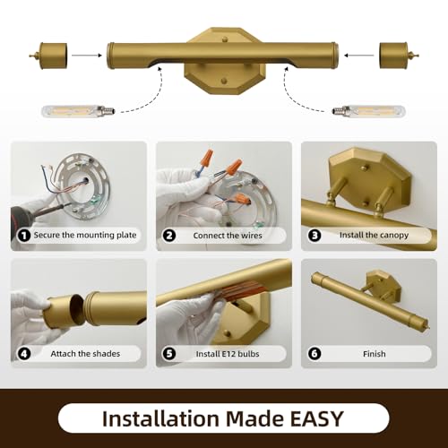 Brass Vintage Picture Light Hardwired